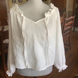 Newbury Kustom White Ruffled Top